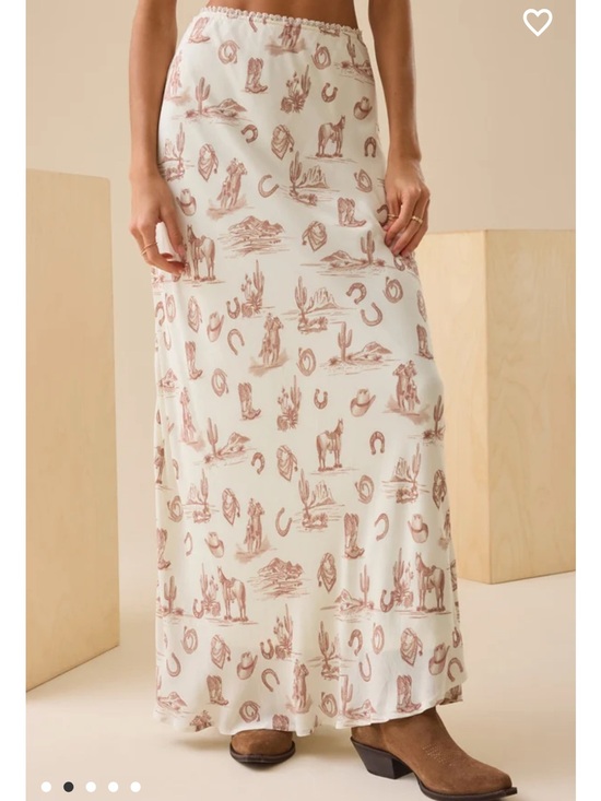 Workshop Republic Clothing Dresses & Skirts - Workshop Republic Clothing Cream Maxi Skirt with Brown Western Print